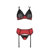 Bielizna-MAGNOLIA SET red S/M