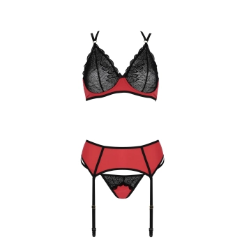 Bielizna-MAGNOLIA SET red S/M