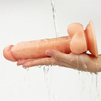 Giętki żyły penis gruby z przyssawką dildo 20 cm