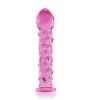 Szklane dildo z wypustkami w kolorze różowym 17cm