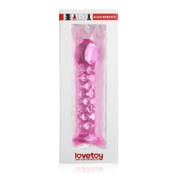 Szklane dildo z wypustkami w kolorze różowym 17cm