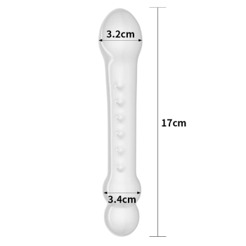 zakrzywione przezroczyste dildo z wypustkami 17 cm