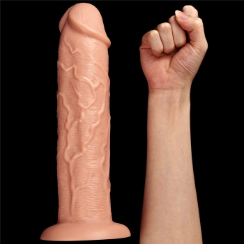 Długie potężne dildo z przyssawką i żyłami 28 cm