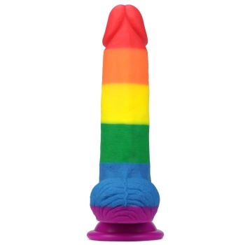 Dildo tęczowe giętkie silikonowe przyssawka 19,5cm