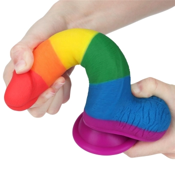 Dildo tęczowe giętkie silikonowe przyssawka 19,5cm