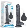 Czarne dildo żylaste przyssawka i wytrysk 28 cm