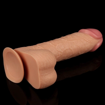 Gruby giętki silikonowy penis z przyssawką 24,5 cm