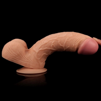 Gruby giętki silikonowy penis z przyssawką 24,5 cm