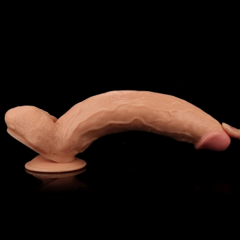 Śniady żylasty penis duże dildo z przyssawką 30 cm