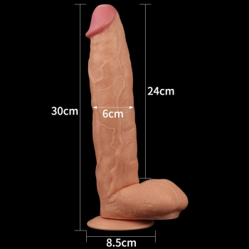 Śniady żylasty penis duże dildo z przyssawką 30 cm