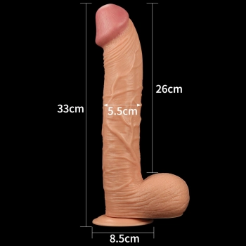 Lekko zakrzywione cieliste dildo z przyssawką 33cm