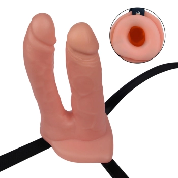 Podwójny strap on wydrążony Lovetoy 18 cm