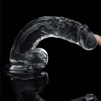 Przezroczyste żelowe duże dildo z przyssawką 19 cm