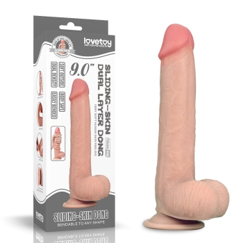 Wodoodporne dildo podwójna skóra przyssawka 23 cm