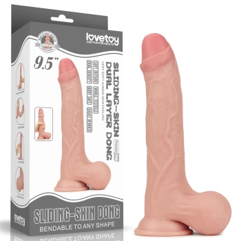 Duże żylaste gumowe dildo z podwójna skórą 24,5 cm