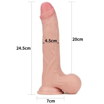 Duże żylaste gumowe dildo z podwójna skórą 24,5 cm