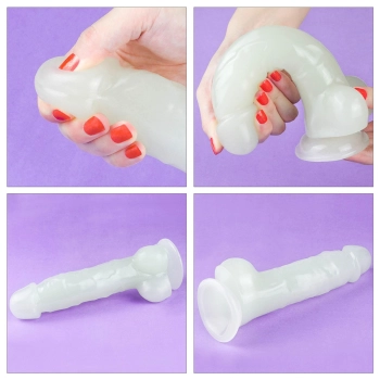 Dildo led giętkie duży penis podświetlany 21,5 cm