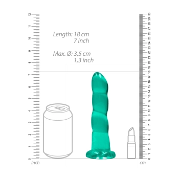 Spiralne zielone dildo gumowe z przyssawką 17 cm