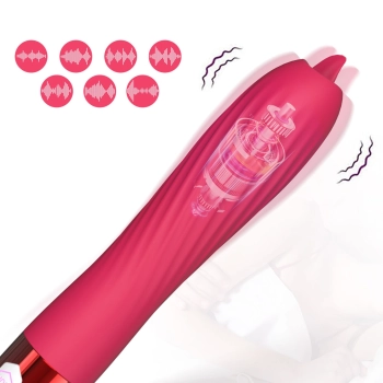 Wibrator silikonowy z ruchomym języczkiem ogrzewany B Series Fox USB