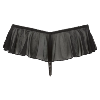 Stringi z falbankami ouvert Cottelli LINGERIE czarny L