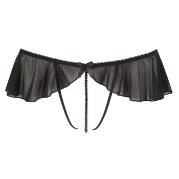 Stringi z falbankami ouvert Cottelli LINGERIE czarny L