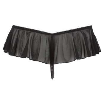 Stringi z falbankami ouvert Cottelli LINGERIE czarny L