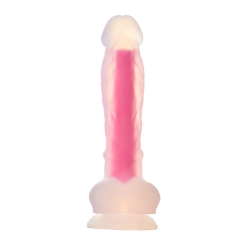 RADIANT SOFT SILICONE GLOW IN THE DARK DILDO LARGE PINK