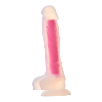 RADIANT SOFT SILICONE GLOW IN THE DARK DILDO LARGE PINK