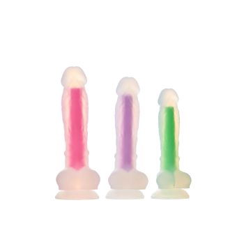 RADIANT SOFT SILICONE GLOW IN THE DARK DILDO LARGE PINK