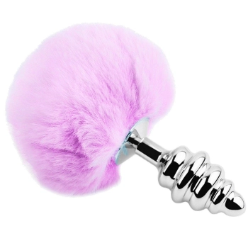 Plug-Metal Anal Fluffly Twist Plug L Purple