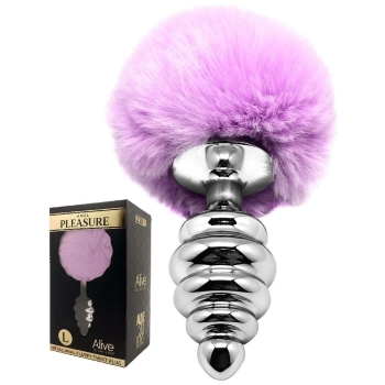 Plug-Metal Anal Fluffly Twist Plug L Purple