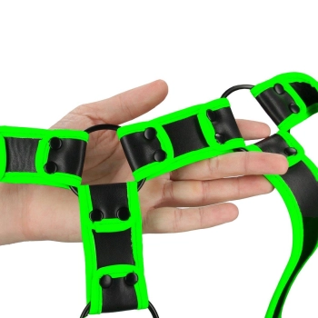 Body Harness - Glow in the Dark - Neon Green/Black - S/M