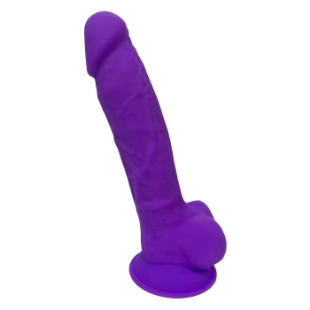 REAL LOVE DILDO WITH BALLS 7INCH PURPLE