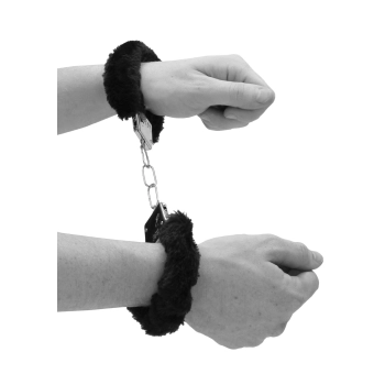 Pleasure Furry Hand Cuffs - With Quick-Release Button