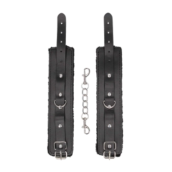 Plush Bonded Leather Hand Cuffs - With Adjustable Straps