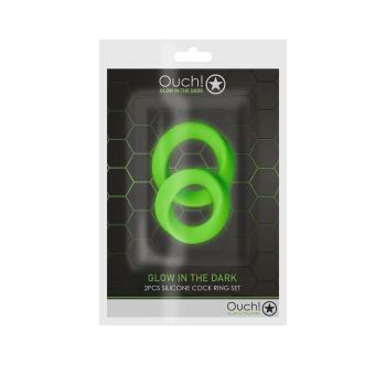 2 pcs Cock Ring Set - Glow in the Dark - Neon Green