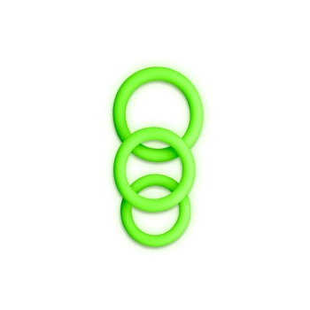 3 pcs Cock Ring Set - Glow in the Dark - Neon Green