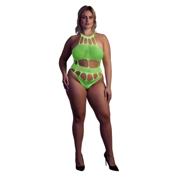 Body with Grecian Neckline - Neon Green - XL/XXXXL