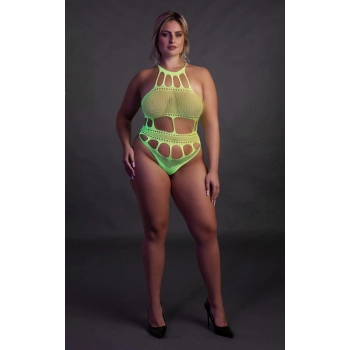 Body with Grecian Neckline - Neon Green - XL/XXXXL