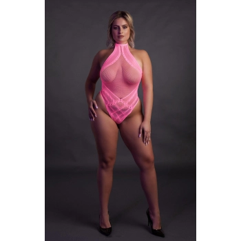 Body with Halter Neck - Neon Pink - XL/XXXXL