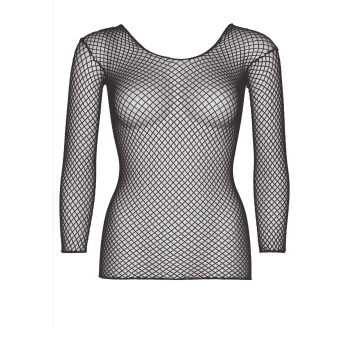 Long Sleeves Fishnet Top Black