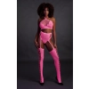 Two Piece with Crop Top and Stockings - Pink - XS/XL