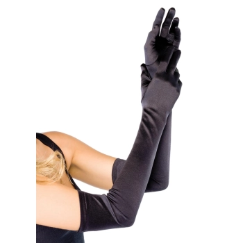 EXTRA LONG SATIN GLOVES BLACK OS