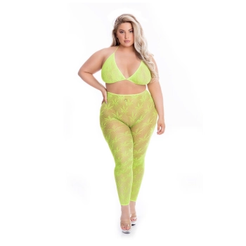 ALL ABOUT LEAF BRA SET GRN, PLUS SIZE