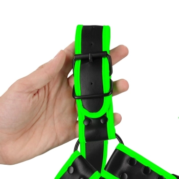 Buckle Bulldog Harness - GitD - Neon Green/Black - S/M