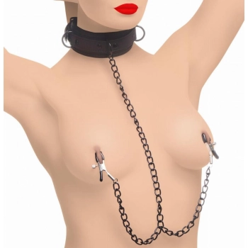 Collared Temptress Necklace with Nipple Clamps