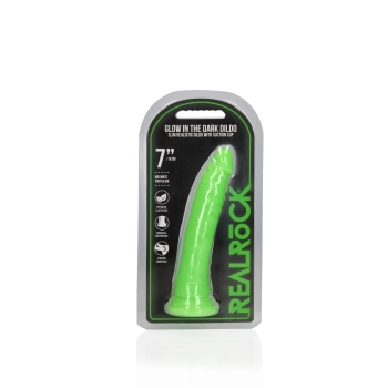 Slim Realistic Dildo with Suction Cup - Glow in the Dark - 7 / 18 cm