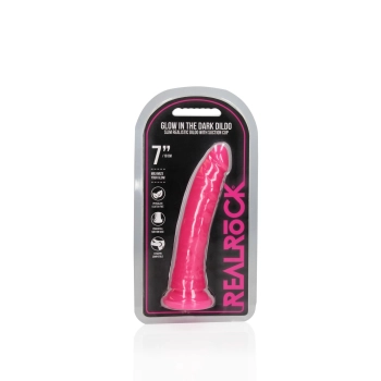 Slim Realistic Dildo with Suction Cup - Glow in the Dark - 7 / 18 cm