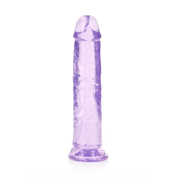 Żelowe fioletowe dildo z przyssawką waginalne i analne 22 cm