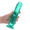 Żelowe zielone dildo z przyssawką waginalne i analne 22 cm